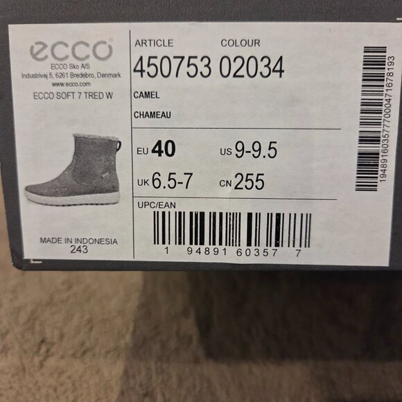 ECCO Soft Nubuck Mid-Cut Boots SIZE 9 / 9.5 NIB New In Box - Picture 5 of 5